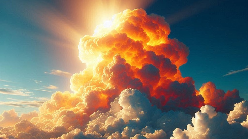 A cloud on fire.