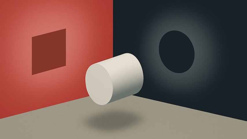 A cylinder in perspective is both a square and a circle.